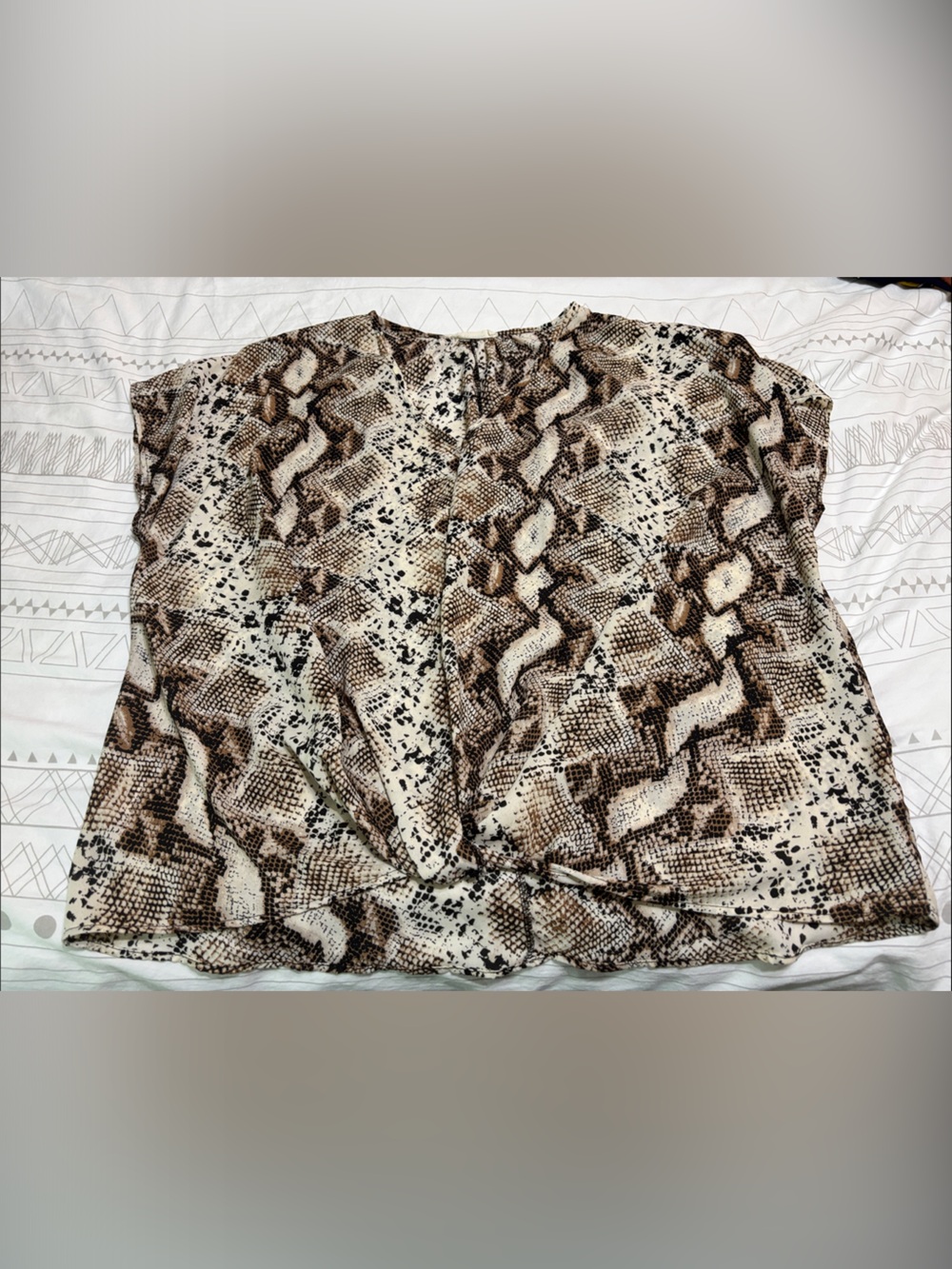 eesome Brown and Cream Snakeskin Print Blouse